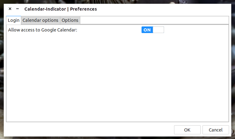 The Calendar-indicator preferences window.