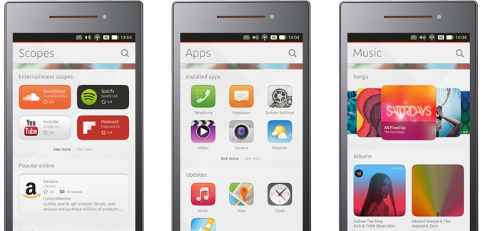 Ubuntu phone app organization