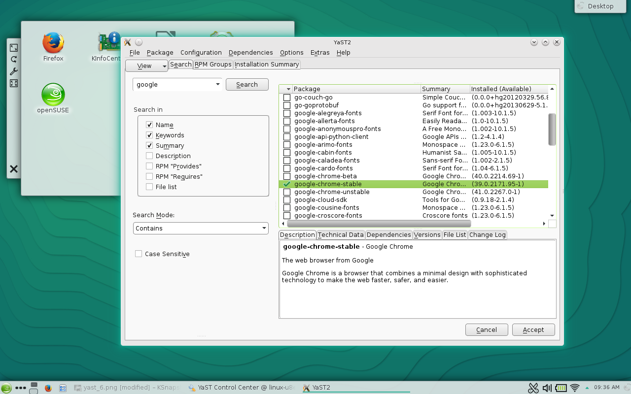 Figure 8: You can now install Google Chrome on openSUSE.
