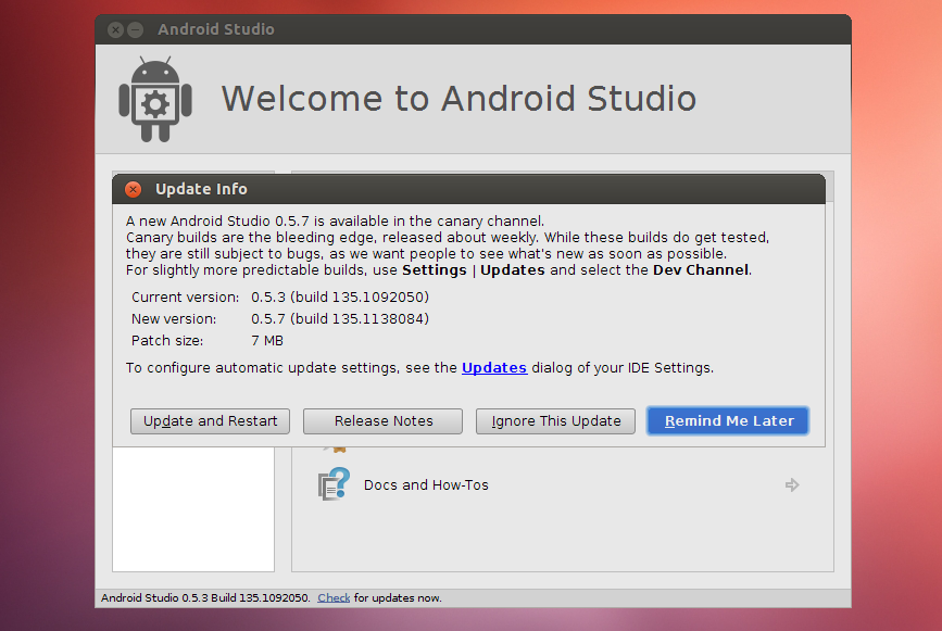 Update Android Studio