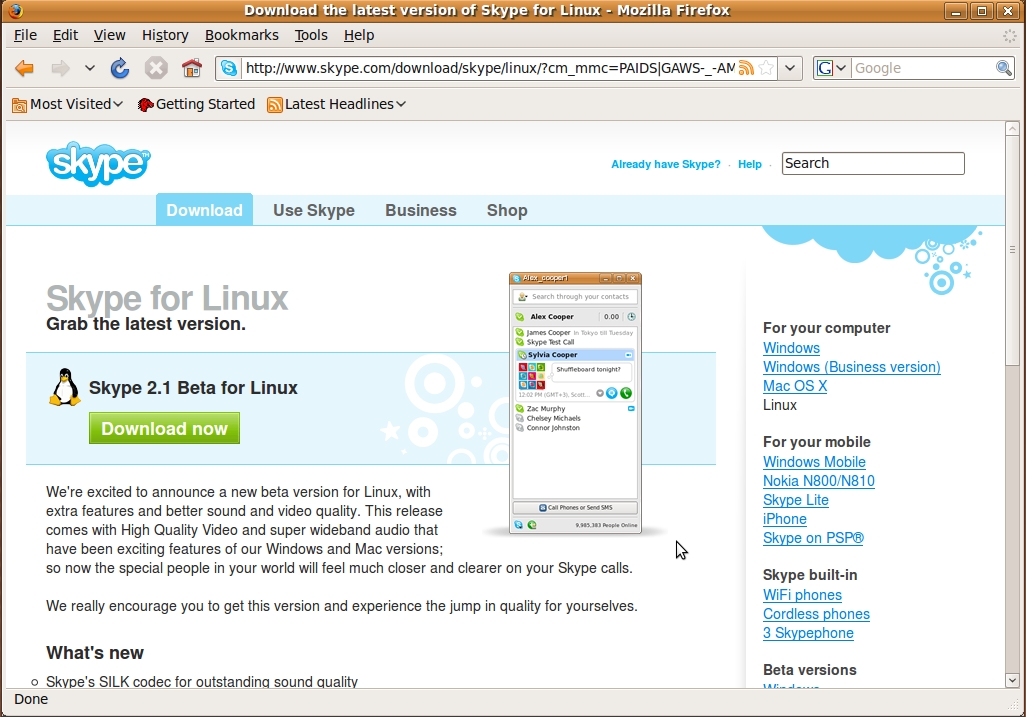 Skype for Linux Download Page