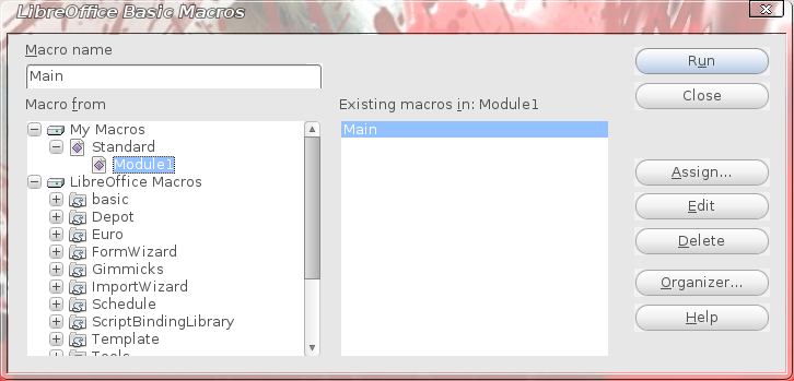 LibreOffice Macro Organizer