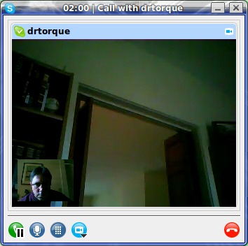 Video Skype in action.