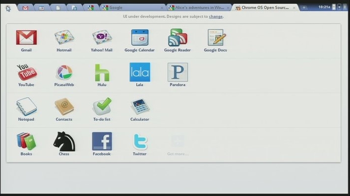 The Chrome OS application menu.