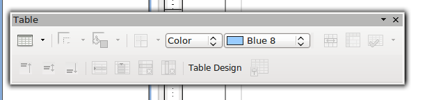 Table toolbar