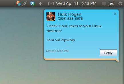 Zipwhip Ubuntu desktop application preview