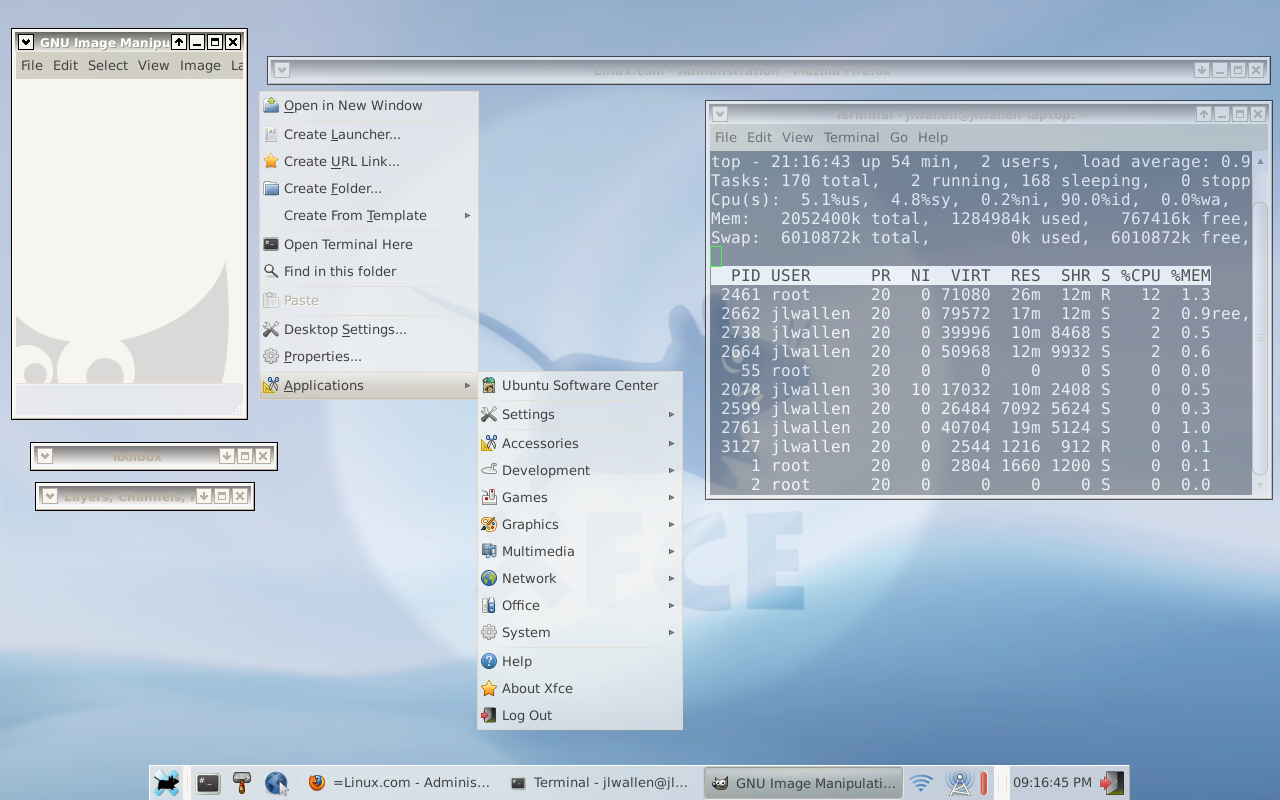 The Xfce4 desktop