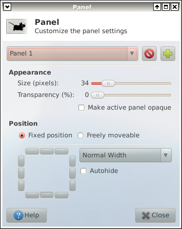 Xfce4 Panel Configuration